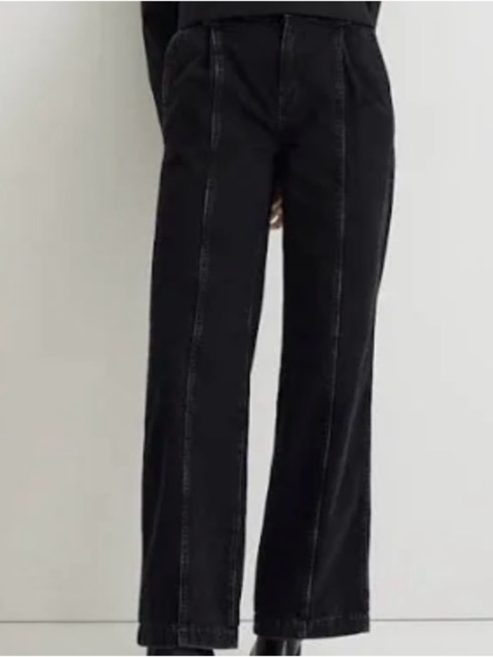 Madewell Black High-Rise Wide-Leg Jeans, vintage style with seams down the front